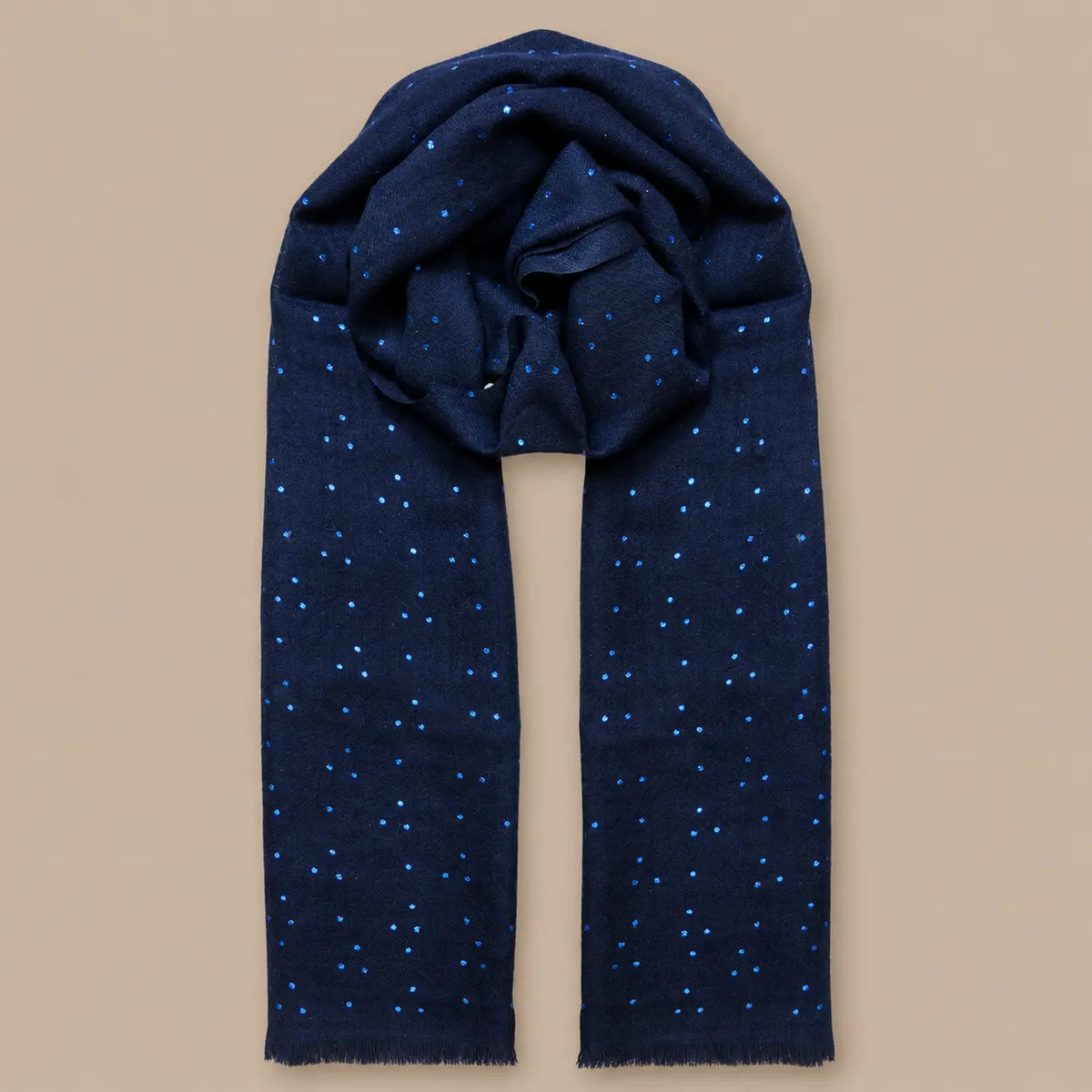 Foil Dot Wool Scarf Navy