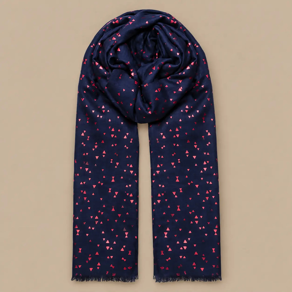 Geo Foil Wool Scarf Navy