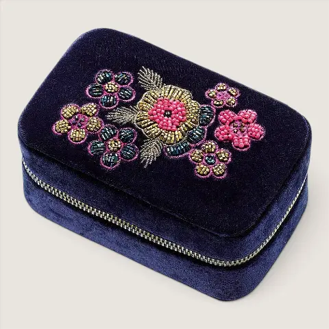 Floral Embroidered Jewellery Box Ocean Ray London
