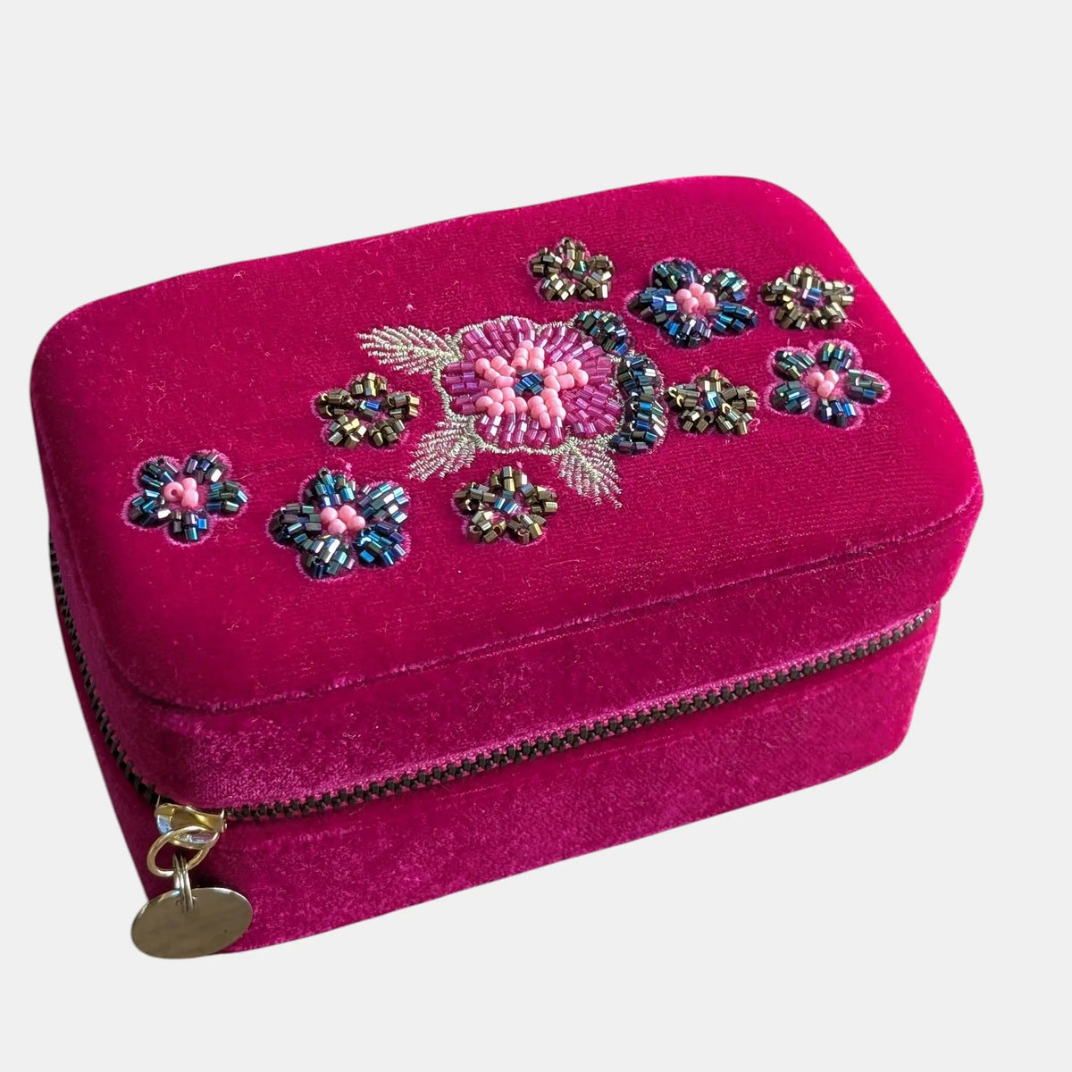 Floral Embroidered Jewellery Box Ocean Ray London