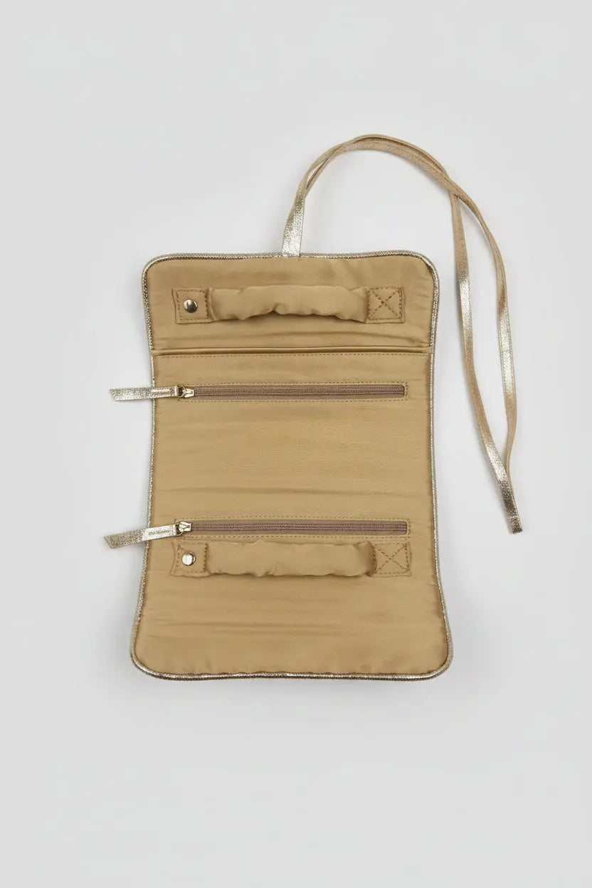 Jewellery Roll Gold Leather Ocean Ray London