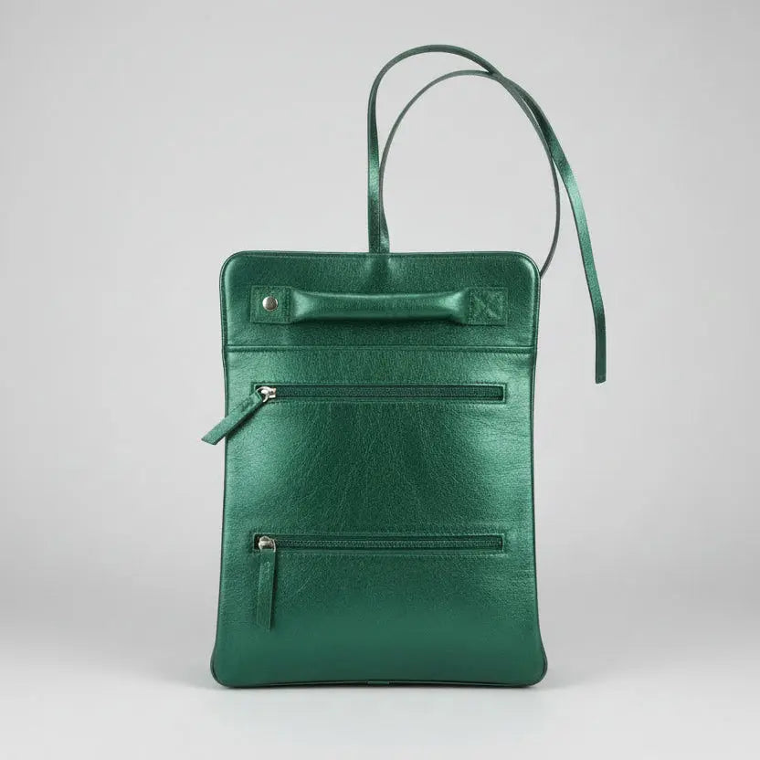 Jewellery Roll Green Metallic Leather Ocean Ray London
