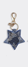 Leather star keyring Snake Blue
