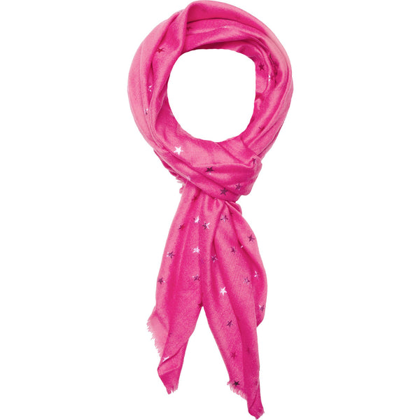 Foil Star Print Hot Pink Cashmere Scarf