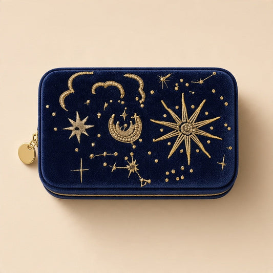 Written in the Stars Jewellery Box – Navy Velvet Ocean Ray London