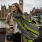 Leopard Scarf - Dark Navy Print with Lime Stripes Ocean Ray London