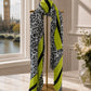 Leopard Scarf - Dark Navy Print with Lime Stripes Ocean Ray London