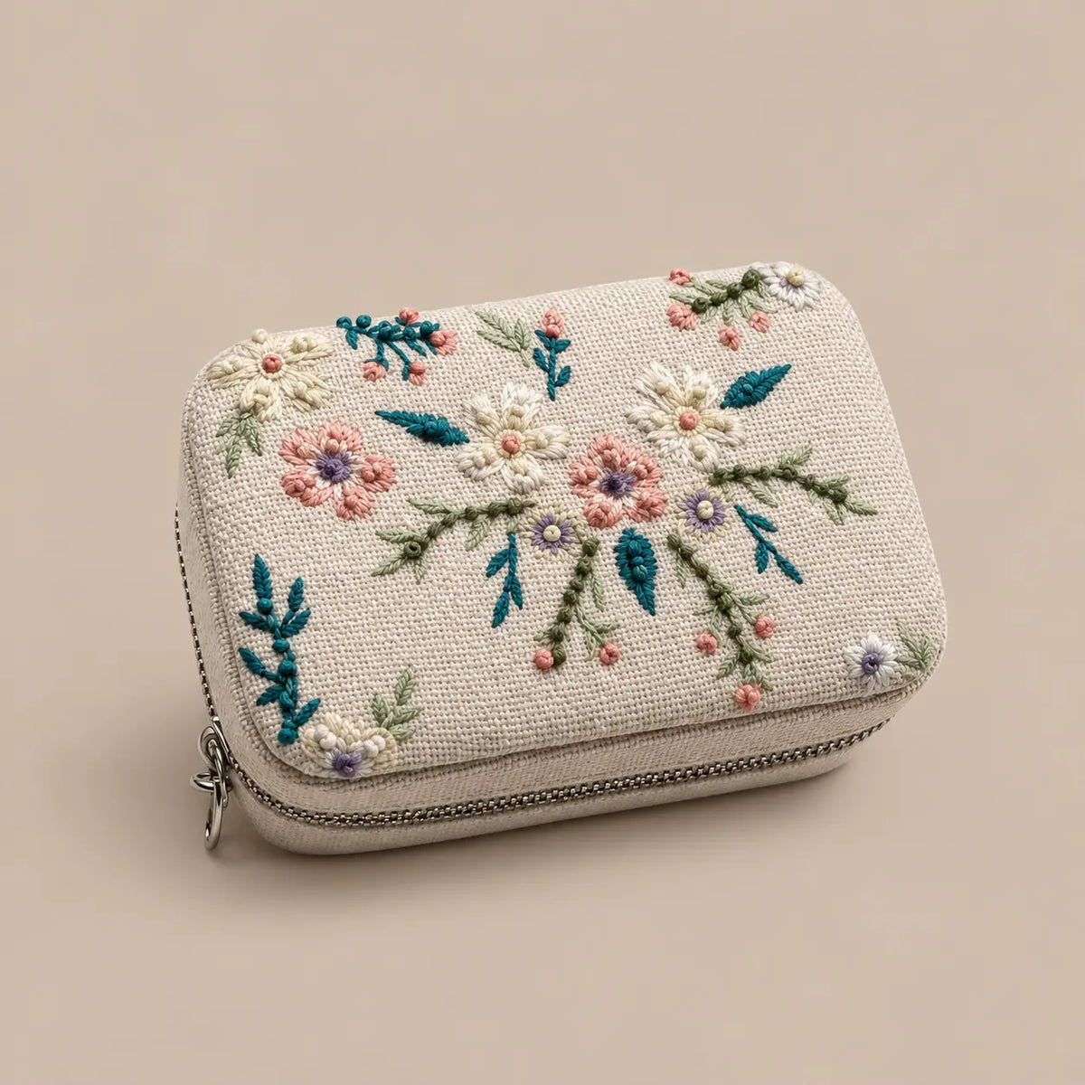 Floral Embroidery Jewellery Box