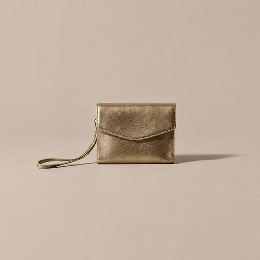 Envelope Gold Leather Clutch