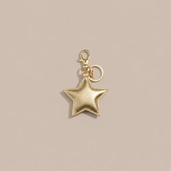 Leather star keyring Gold