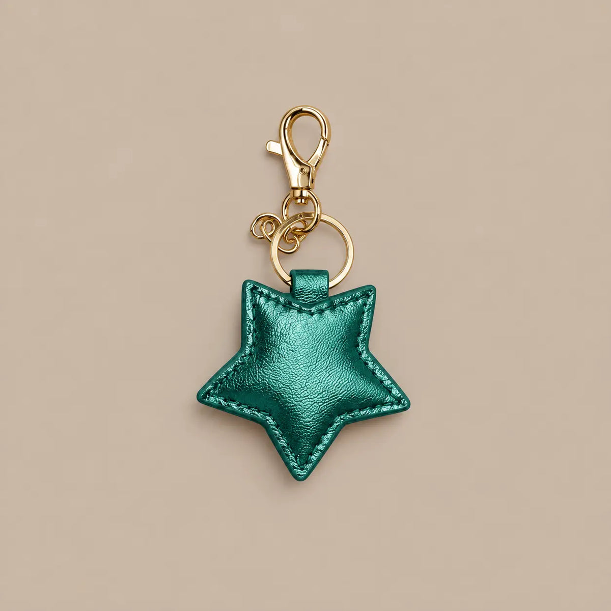 Leather star keyring - Emrald Green