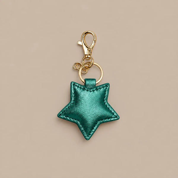 Leather star keyring - Emrald Green