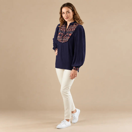 Liz Blouse Navy Ocean Ray London