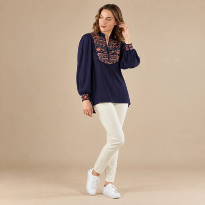 Liz Blouse Navy Ocean Ray London