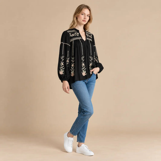 Bella Blouse Black Ocean Ray London