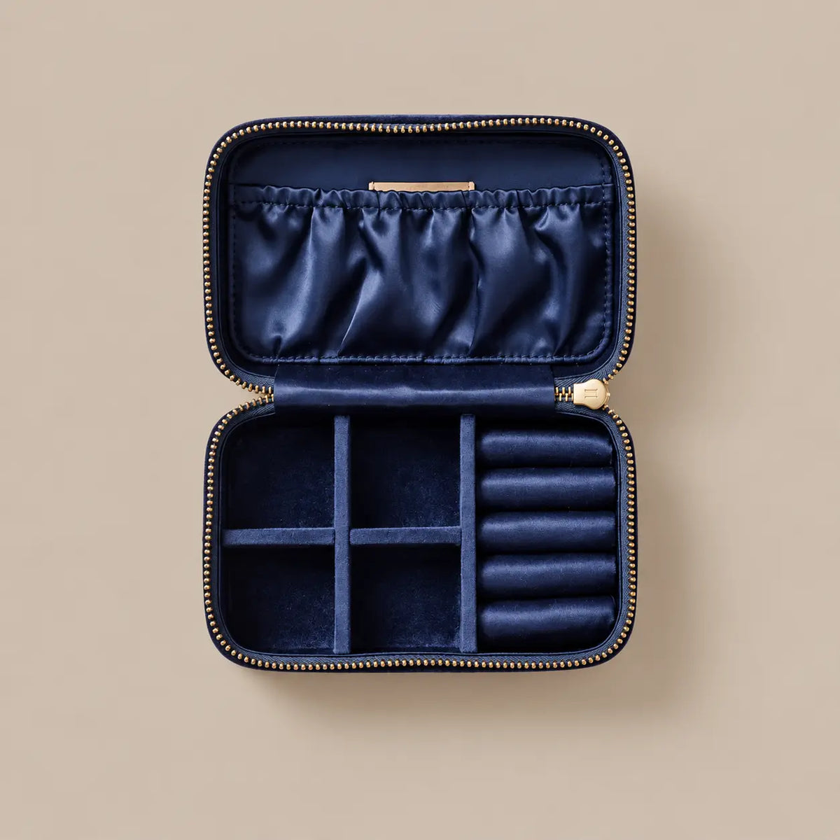 Midnight Garden Embroidered Velvet Jewellery Box Navy Ocean Ray London