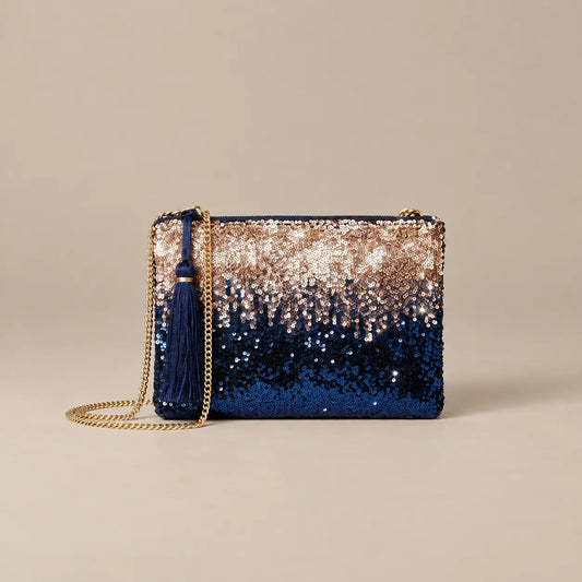 Celeste Navy Ombre Sequin Clutch