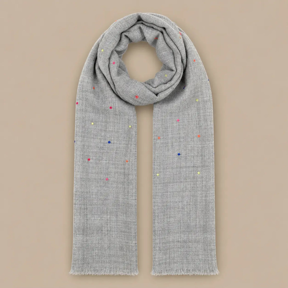 Multi Color Embroidered Dots Light Grey