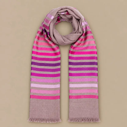 Ruby Stripe Wool Silk Scarf