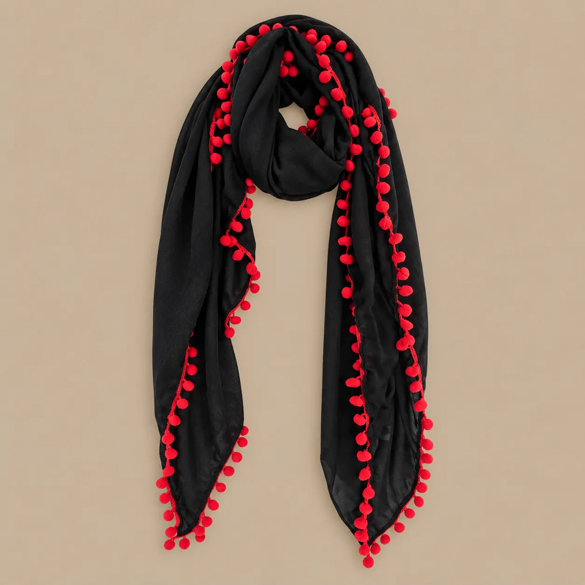 Navy Pompom Scarf Ocean Ray London
