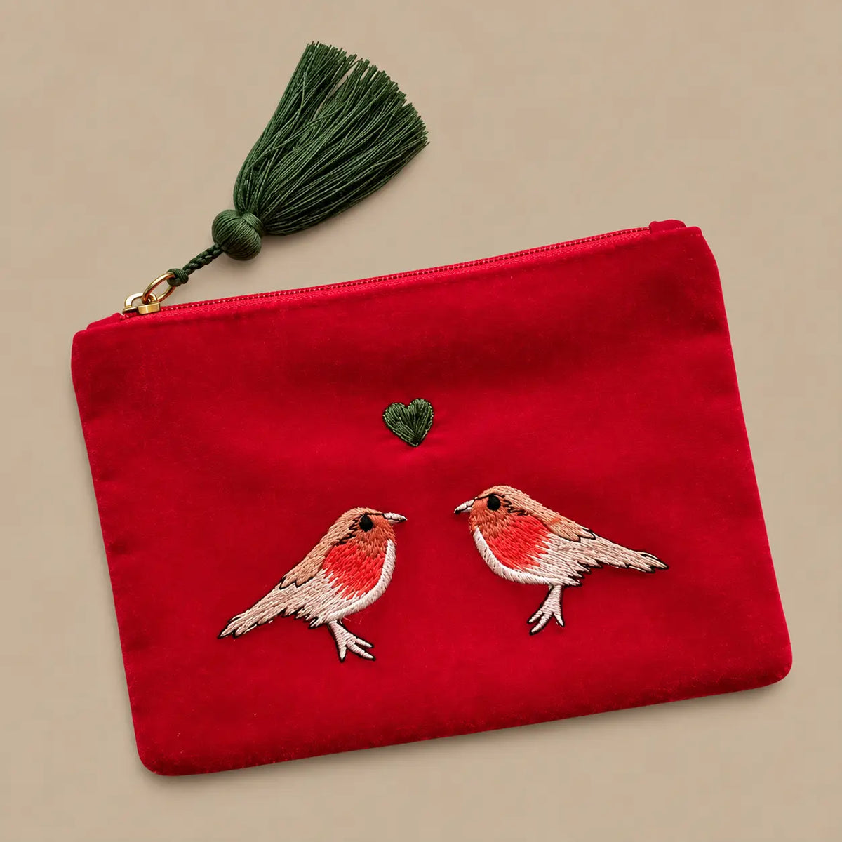 Sweethearts Robin Embroidered Velvet Coin Purse – Red Ocean Ray London