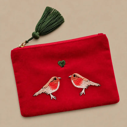 Sweethearts Robin Embroidered Velvet Coin Purse – Red Ocean Ray London