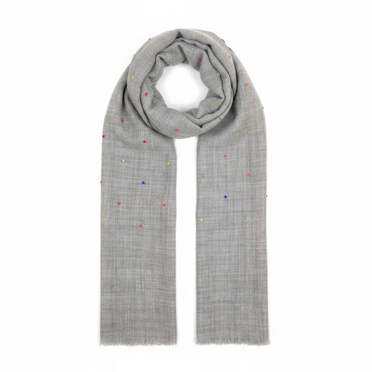 Multi Color Embroidered Dots Light Grey Ocean Ray