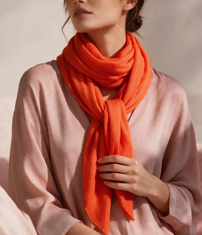 Classic Crafted Cashmere Scarf – Neon Orange