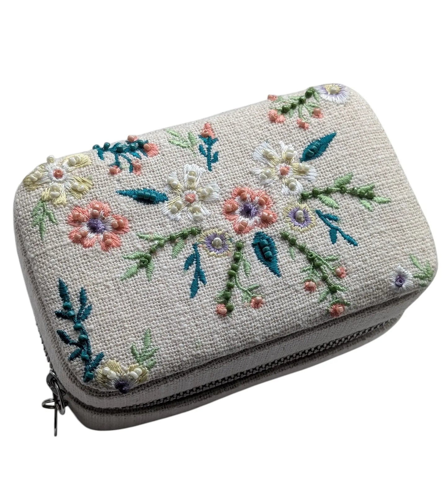 Floral Embroidery Jewellery Box Ocean Ray London