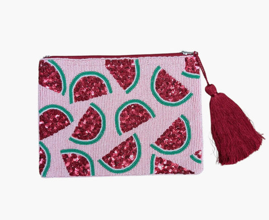 Melon Embroidery Clutch