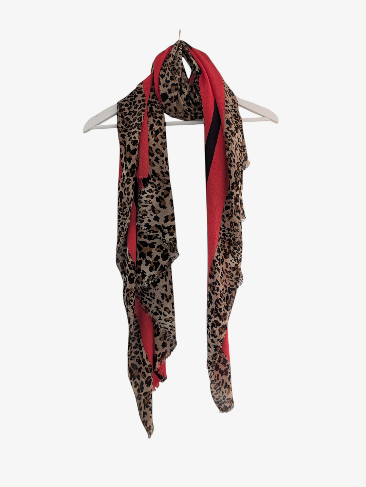 Red Stripe Leopard Print Scarf