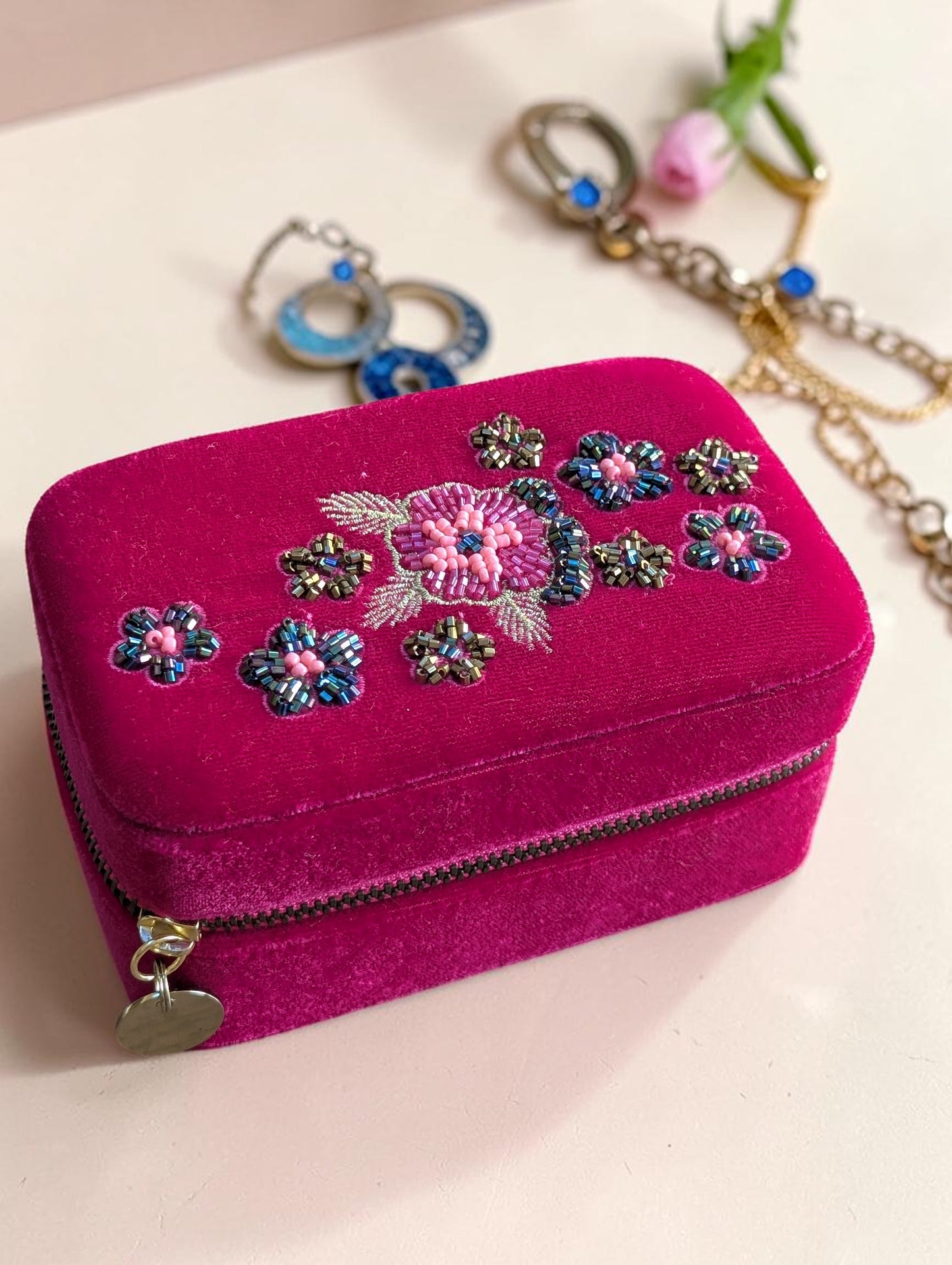 Floral Embroidered Jewellery Box