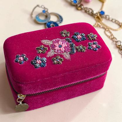 Floral Embroidered Jewellery Box Ocean Ray London
