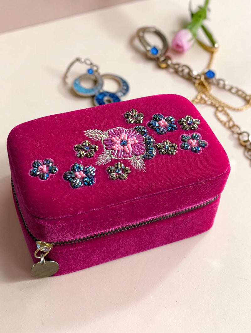 Floral Embroidered Jewellery Box Ocean Ray London