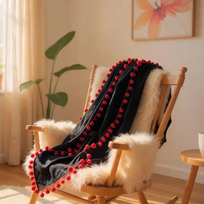 Navy Pompom Scarf Ocean Ray London