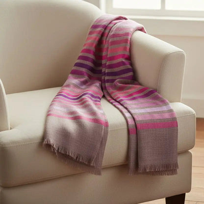 Ruby Stripe Wool Silk Scarf Ocean Ray