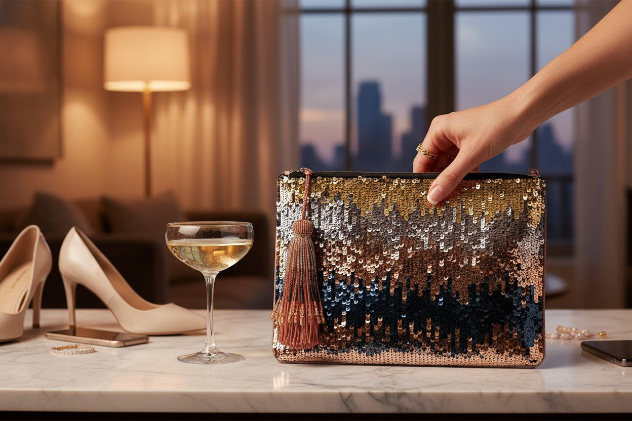 Celeste Blush Ombre Sequin Clutch Bag Ocean Ray London