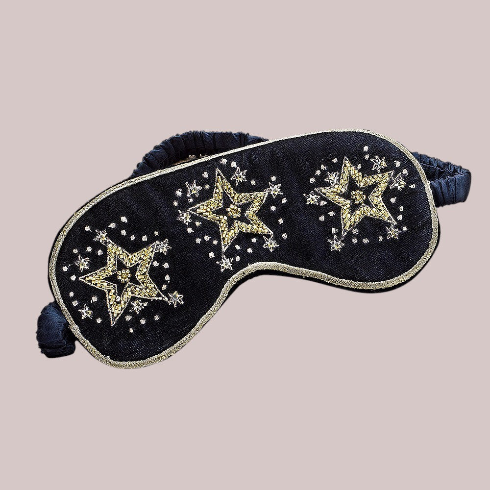 Stary Night Velvet Eye Mask Ocean Ray London