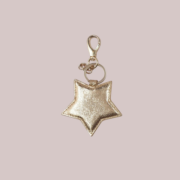 Leather star keyring Gold