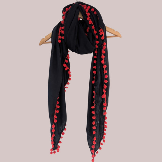 Navy Pompom Scarf Ocean Ray London