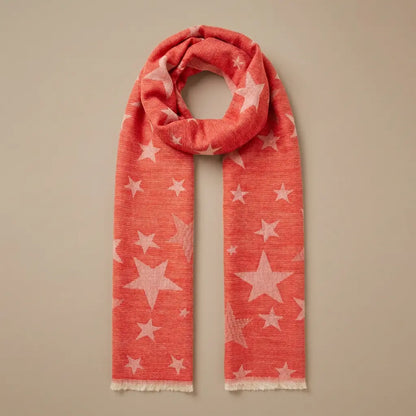 Red star scarf on a slightly darker warm-beige background