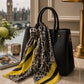 Leopard Scarf - Navy Print with Yellow Stripes Ocean Ray London