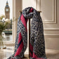 Leopard Scarf - Navy Print with Pink Stripes Ocean Ray London