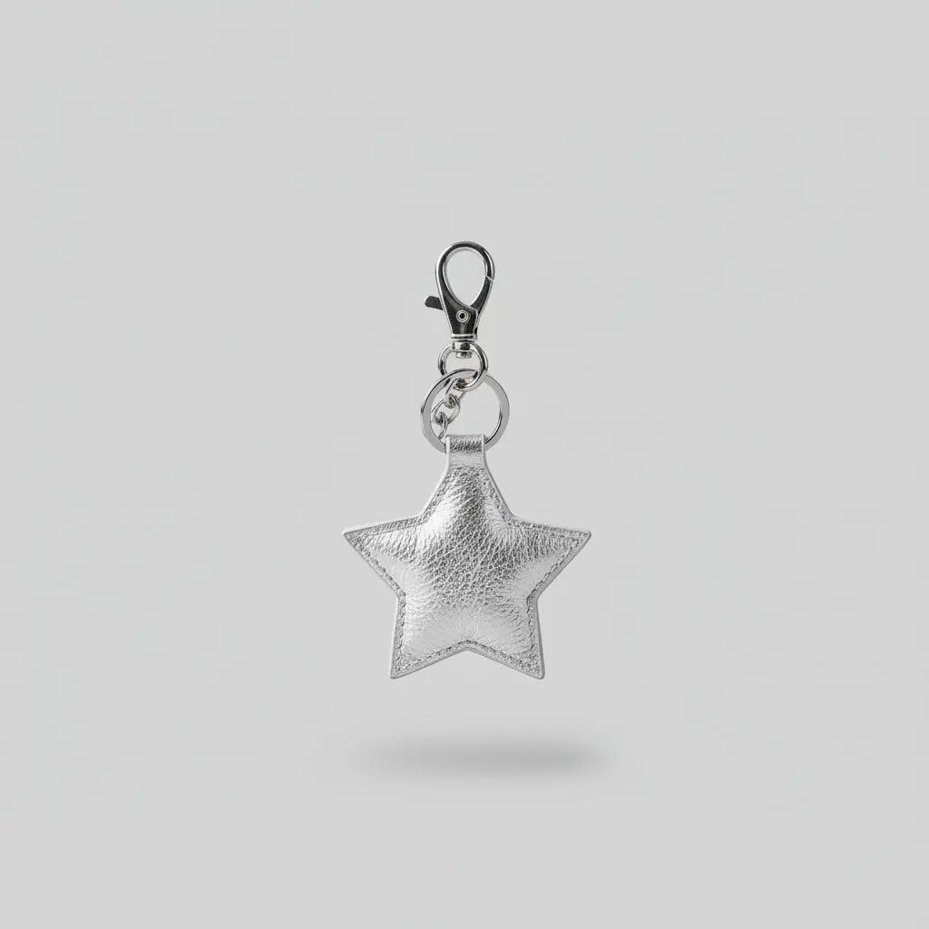 Leather star keyring Silver Ocean Ray London