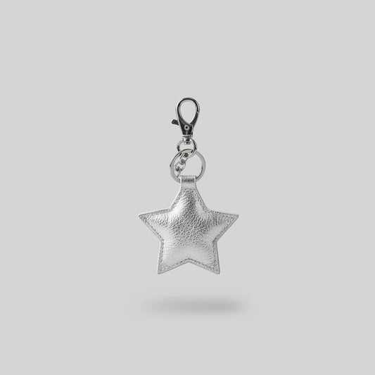 Leather star keyring Silver Ocean Ray London