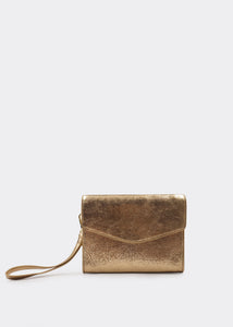 Envelope Gold Leather Clutch