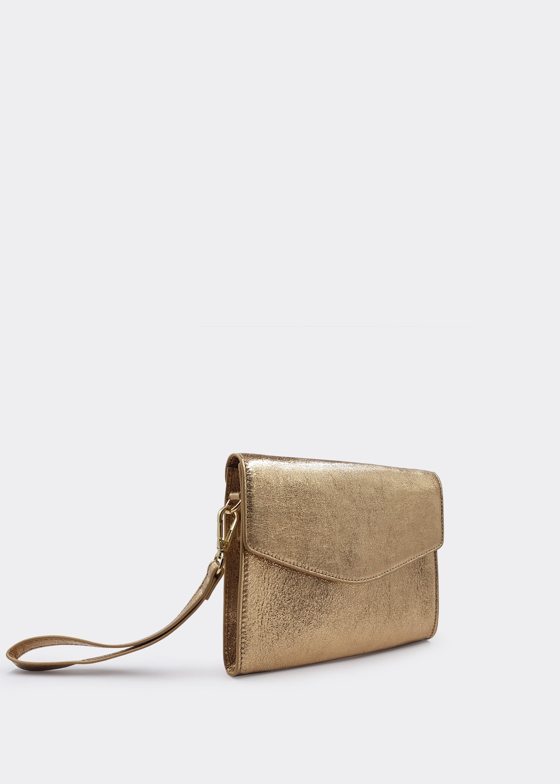 Envelope Gold Leather Clutch Ocean Ray London