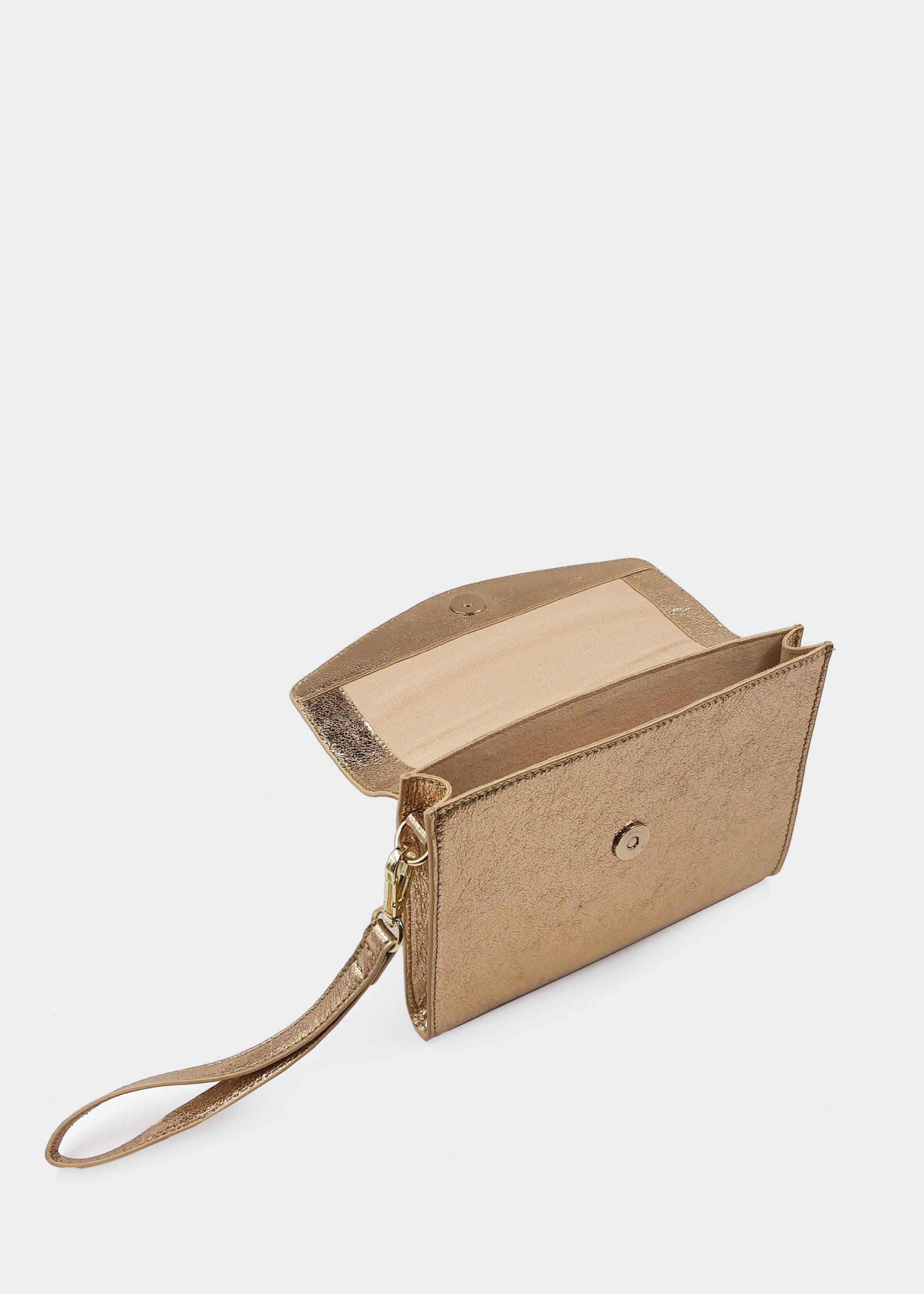 Envelope Gold Leather Clutch Ocean Ray London