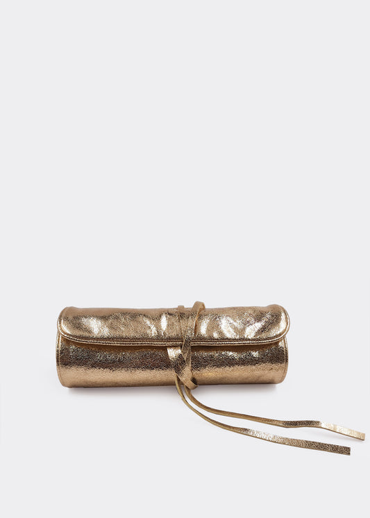 Jewellery Roll Gold Leather
