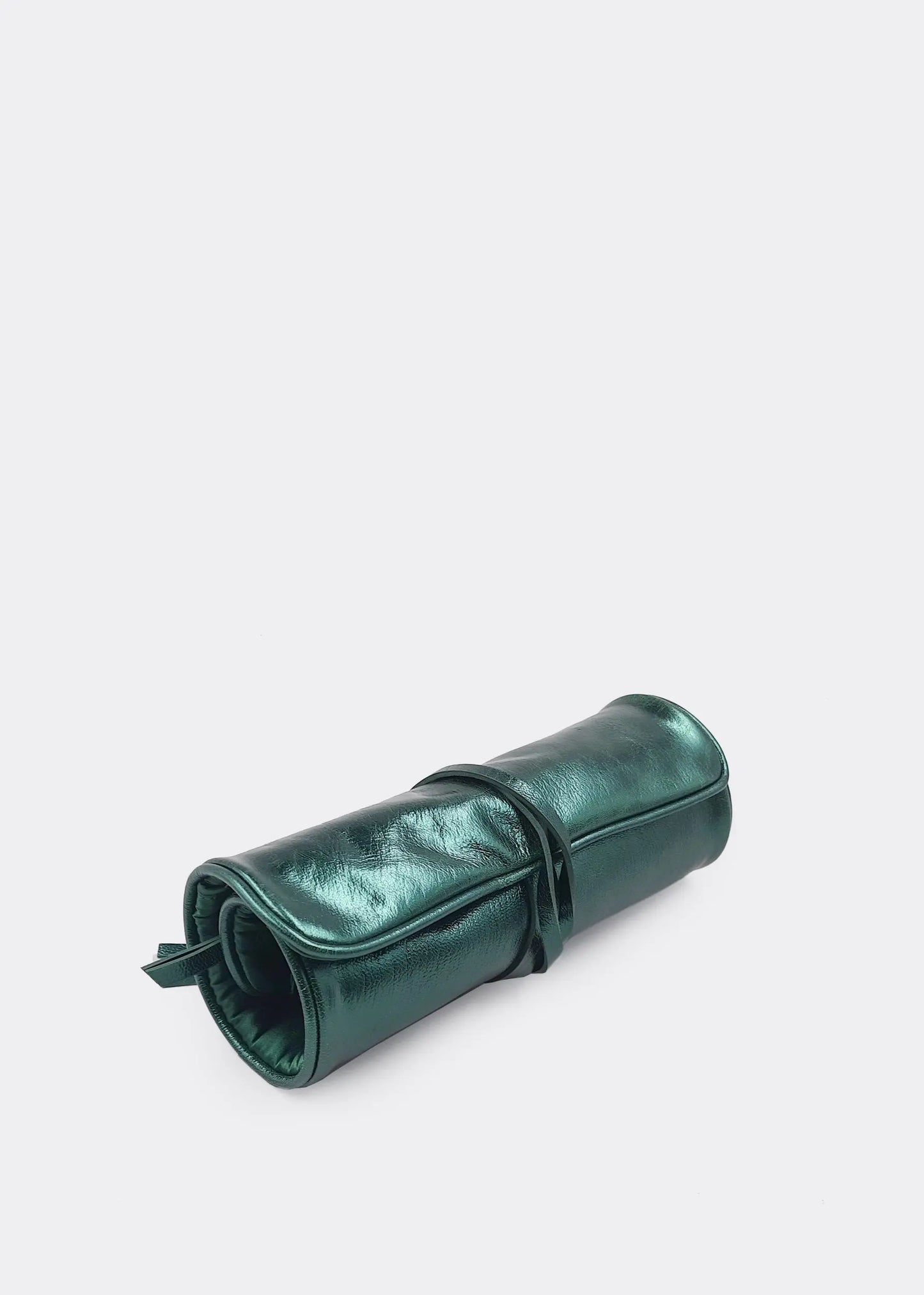 Jewellery Roll Green Metallic Leather Ocean Ray London